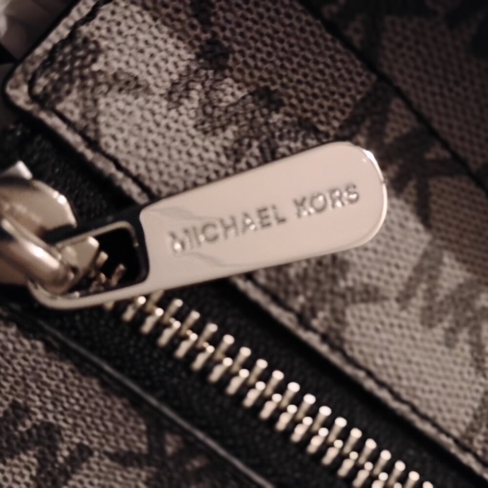 Michael Kors Emry Zip Top Tote - Large ,Black/Gray Monogram - Picture 8 of 14